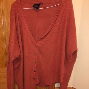 Urban Outfitters Orange Henley/Cardigan